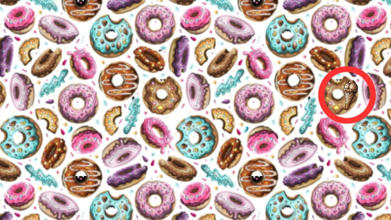 Test Your Observation Skills: Find the Ice Cream Cone Among the Donuts in 10 Seconds