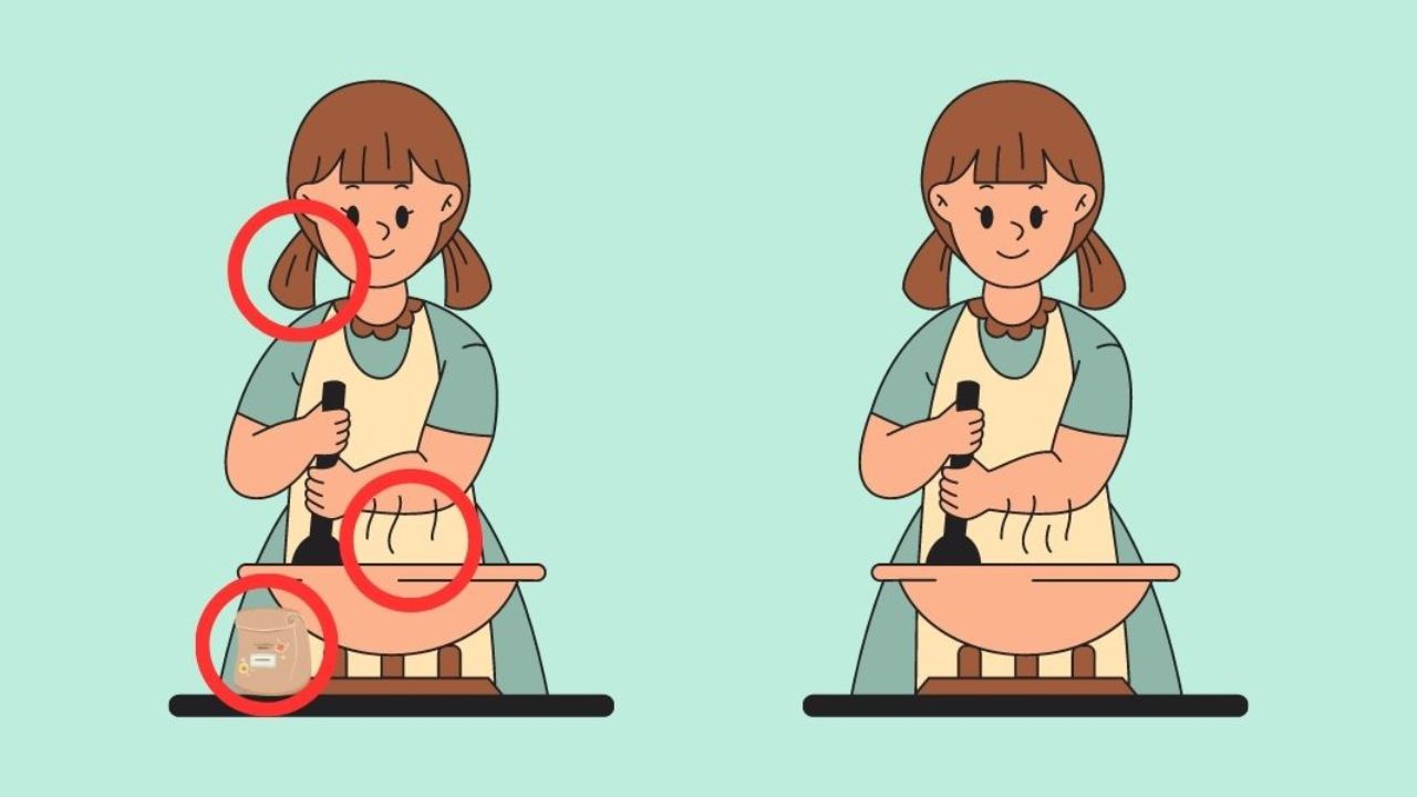 Spot the difference: Can you find 3 changes in this cooking scene in less than 12 seconds?