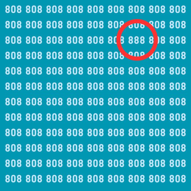 Visual test: Can you spot 888 hidden in 808 within 25 seconds? Challenge only 10% conquer!
