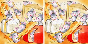 Find the 3 differences in these images of mice and cheese | cool guru