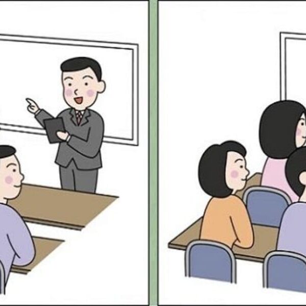 Spot the difference: Find the 3 differences between two images of a classroom in less than 15 seconds!