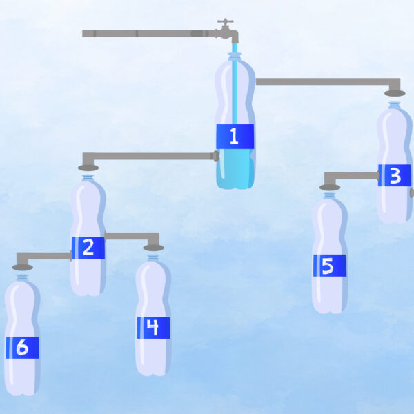 Water tank puzzle: Are you one of the 16 % who figured out in 15 seconds which bottle will be filled first ?