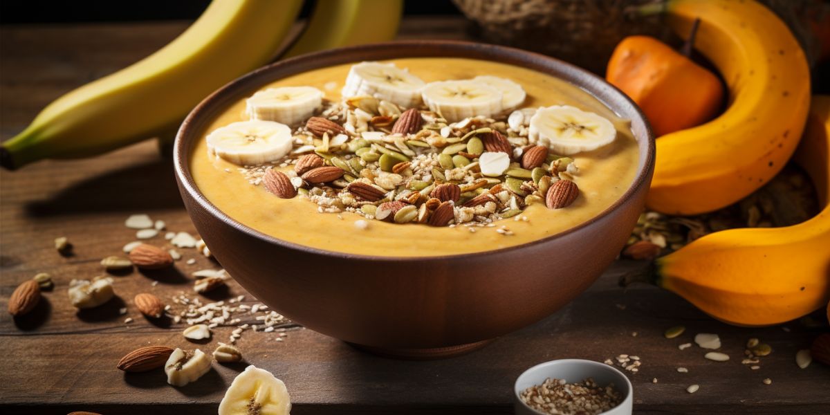 Kickstart your day with a vibrant pumpkin smoothie bowl