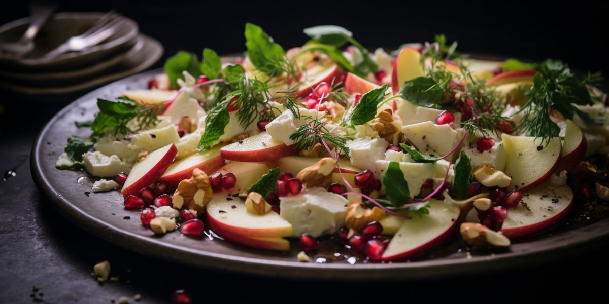 Savor the season with this harvest apple salad and pomegranate vinaigrette recipe