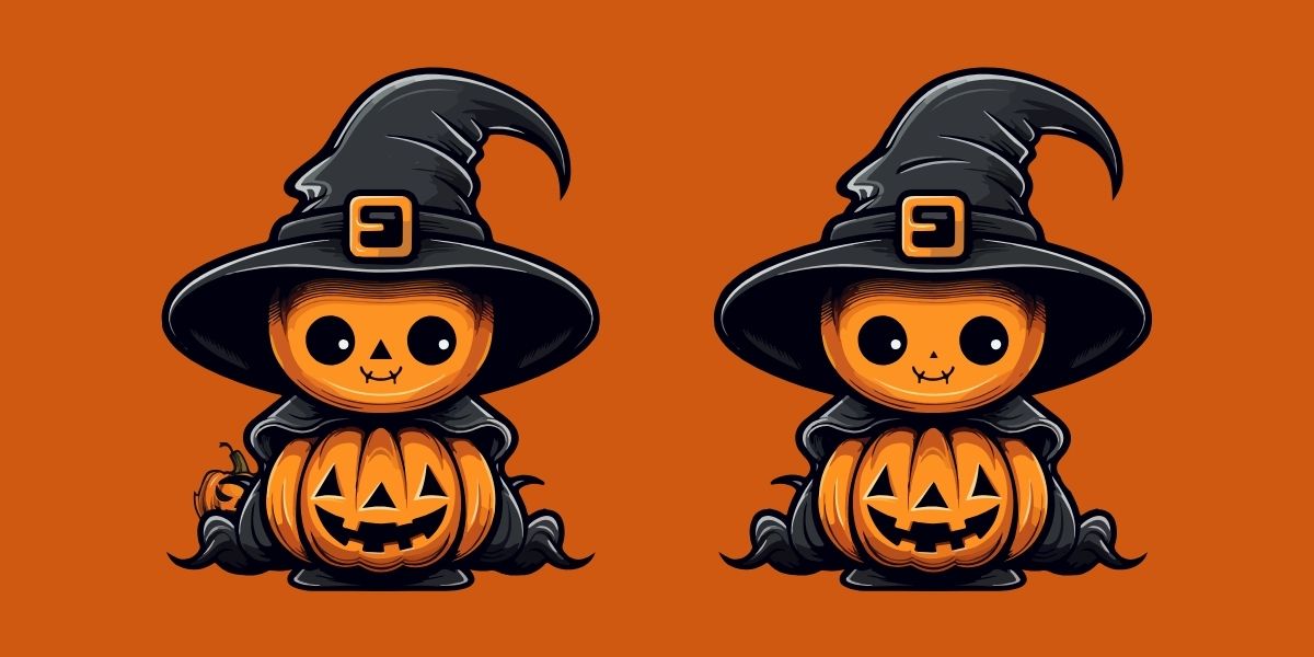 Can you find the 5 spooky differences in these 2 Halloween pumpkin images in less than 20 seconds? Test your attention to detail!