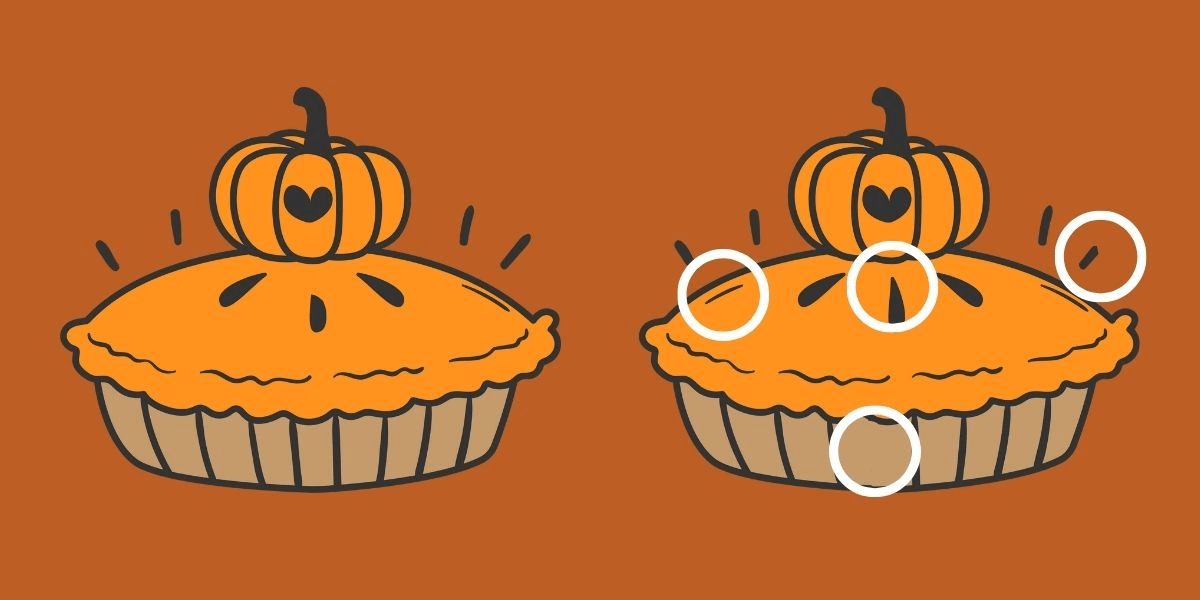 Myslíte si, že máte orlí zrak a smysl pro detail?  Odhalte 4 rozdíly mezi těmito dvěma dýňovými koláči za méně než 15 sekund!