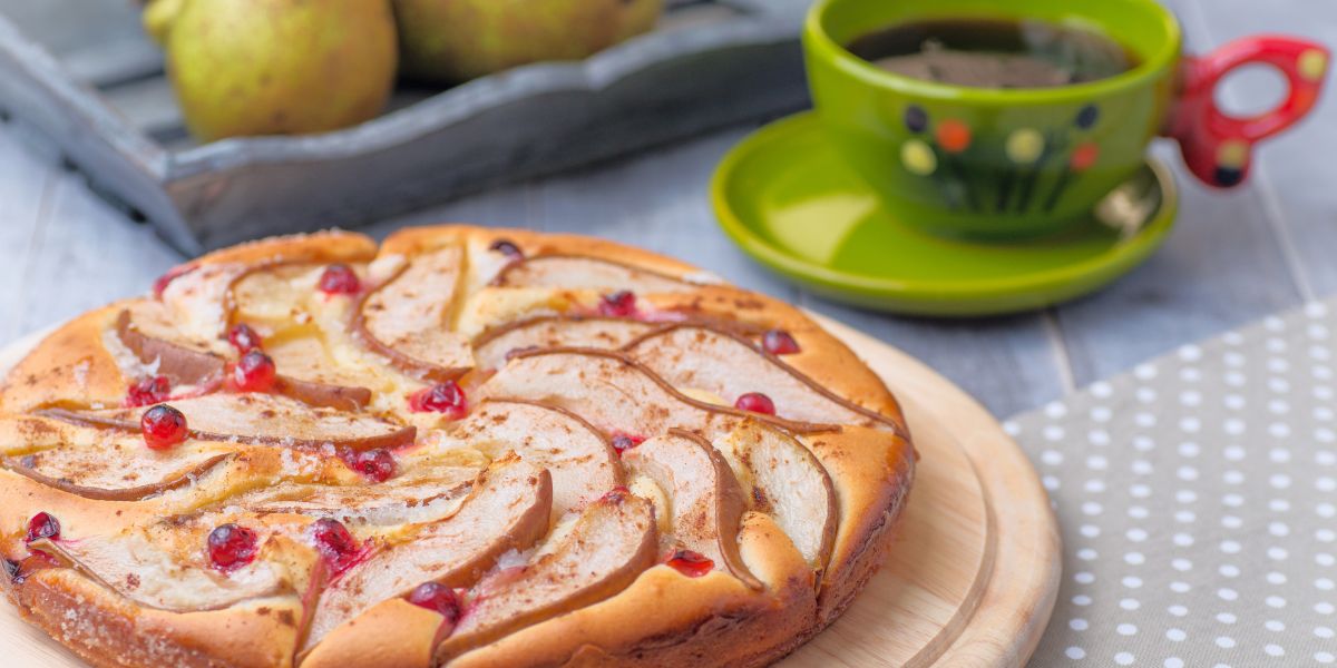 Easy and affordable spiced pear and cranberry pie for your busy days
