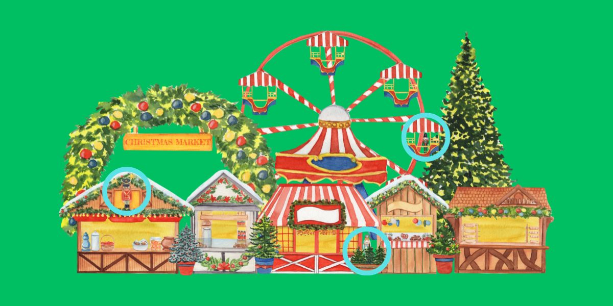 Can you crack the challenge? Find 3 nutcrackers hidden in this festive Christmas market under 15 seconds!