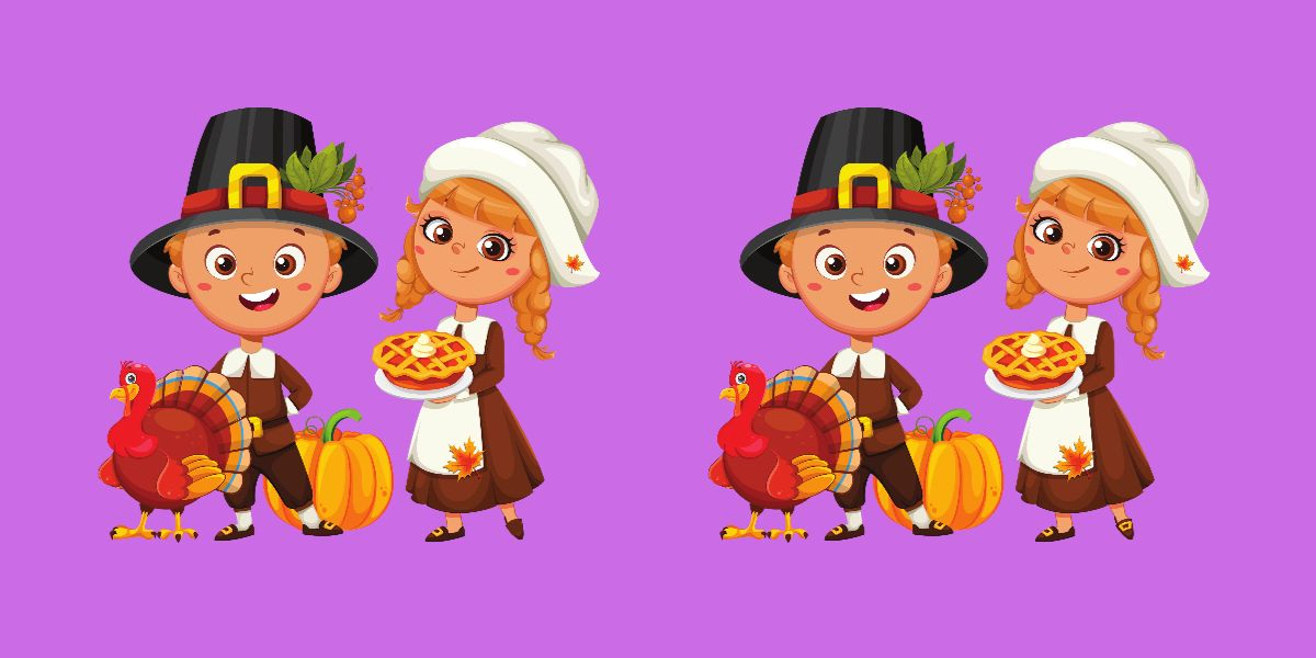 Spot the difference: Can you find the 4 subtle changes between these 2 adorable little pilgrim boy and girl in less than 20 seconds? Challenge yourself now!