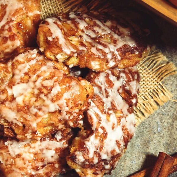 Sweet and spicy cinnamon sugar dusted apple fritters