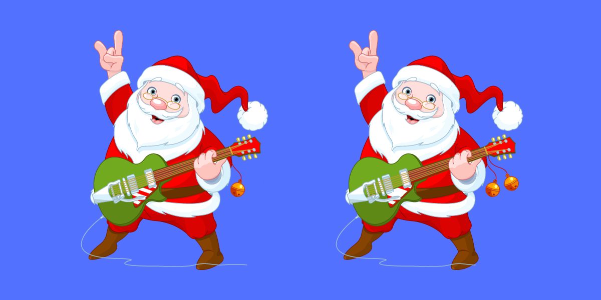 Santa rocks! How about you? Can you solve his visual test in under 12 seconds? Spot the 3 differences