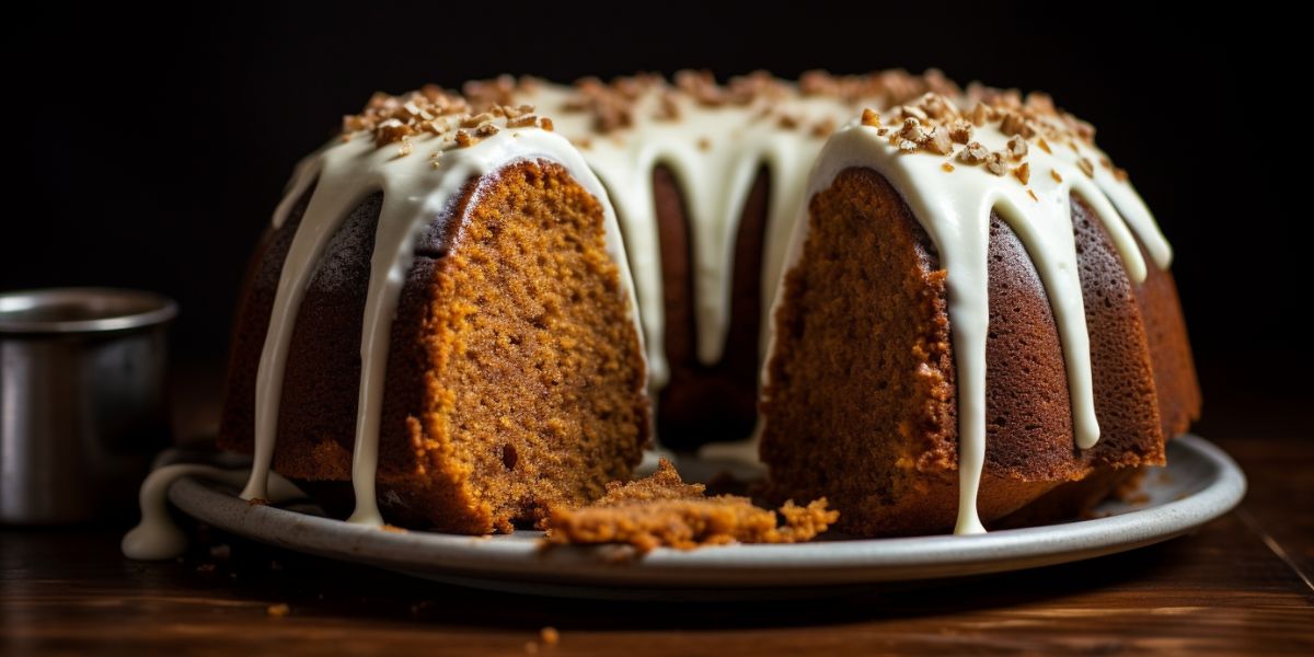 Scrumptious gingerbread bundt cake smothered in silky cream cheese frosting
