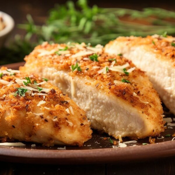 Crispy parmesan-crusted chicken, fresh from the oven