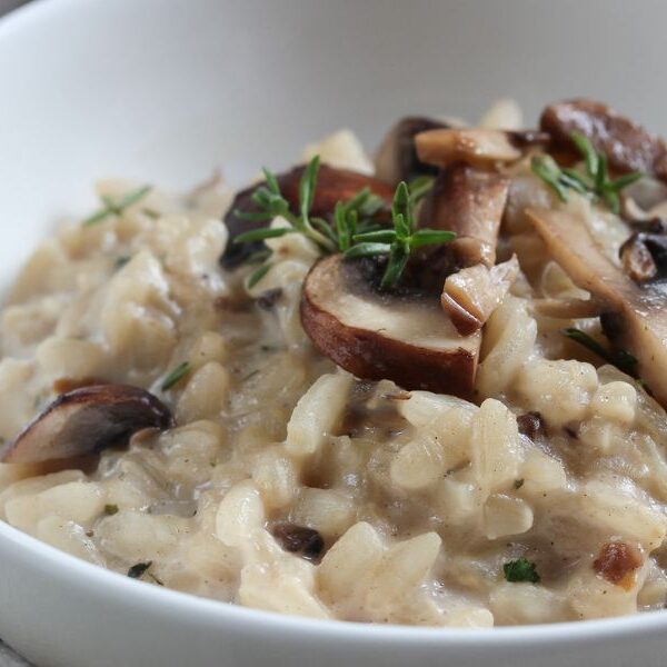 Effortless weeknight creamy mushroom risotto with a touch of truffle oil