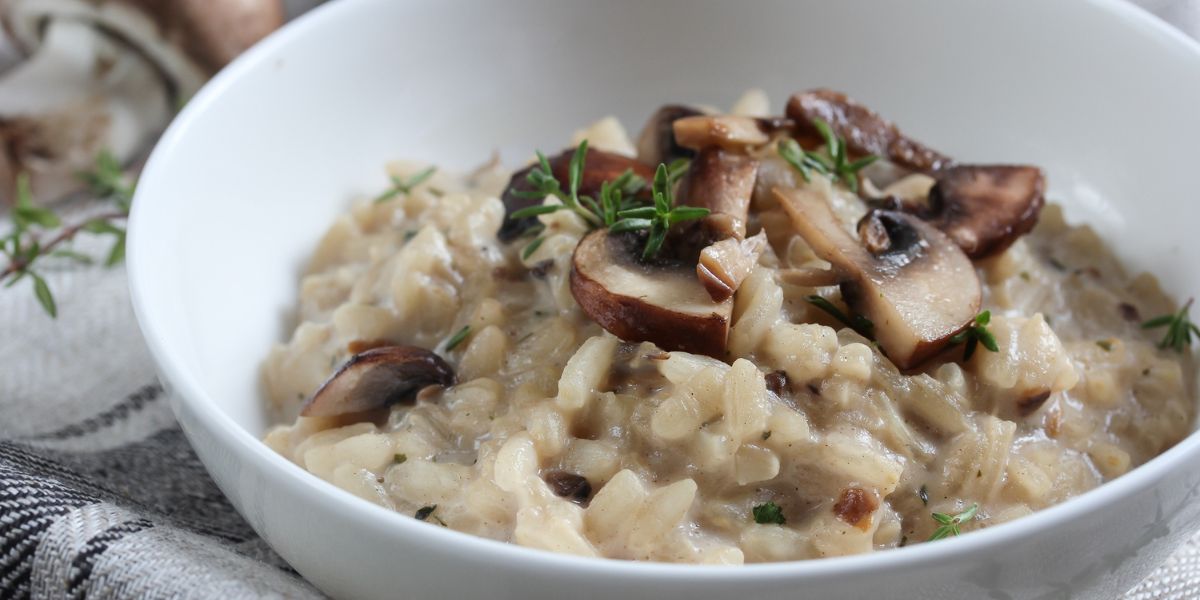 Effortless weeknight creamy mushroom risotto with a touch of truffle oil