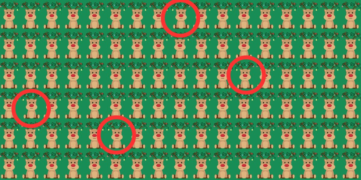 Riesci a individuare le 4 strane renne tra la folla natalizia in meno di 20 secondi? Mettete subito alla prova le vostre capacità visive!