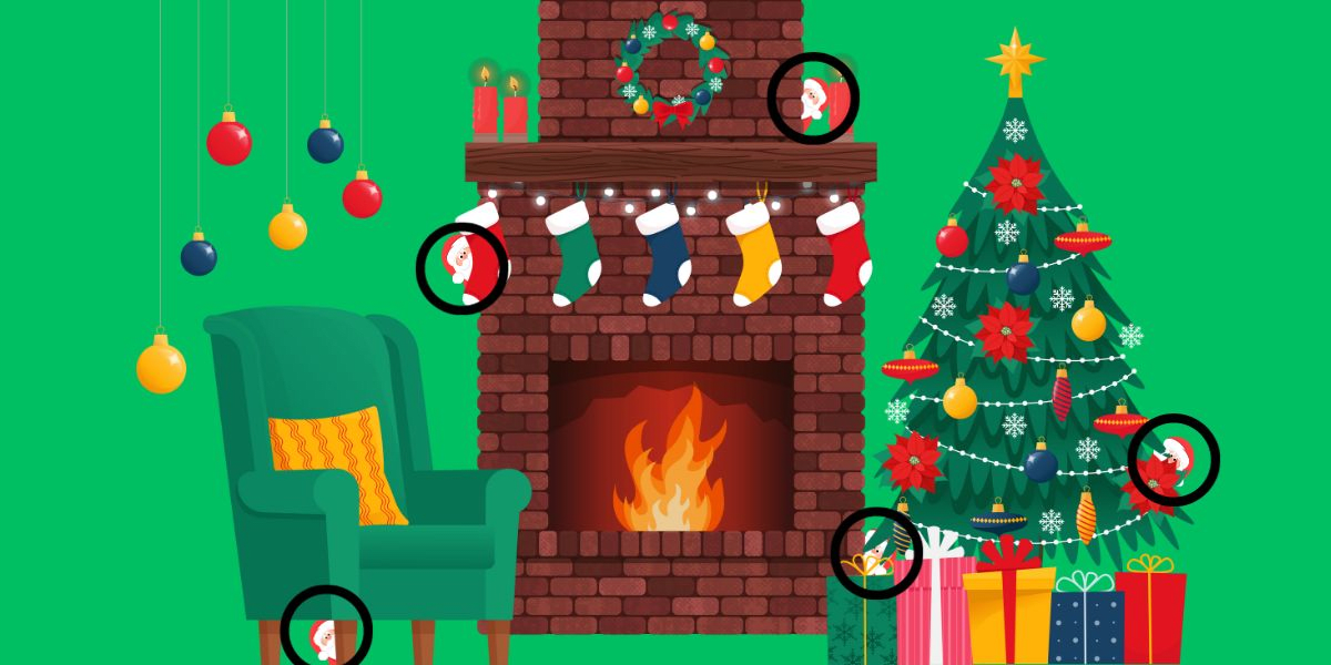 Think you're sharp-eyed? Prove it by finding all the hidden Santa Clauses in this festive scene - You've got only 20 seconds!