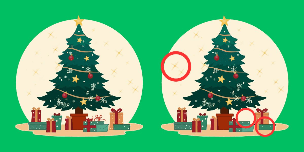 Testez vos yeux ! Saurez-vous repérer les 3 différences entre ces sapins de Noël en moins de 15 secondes ?