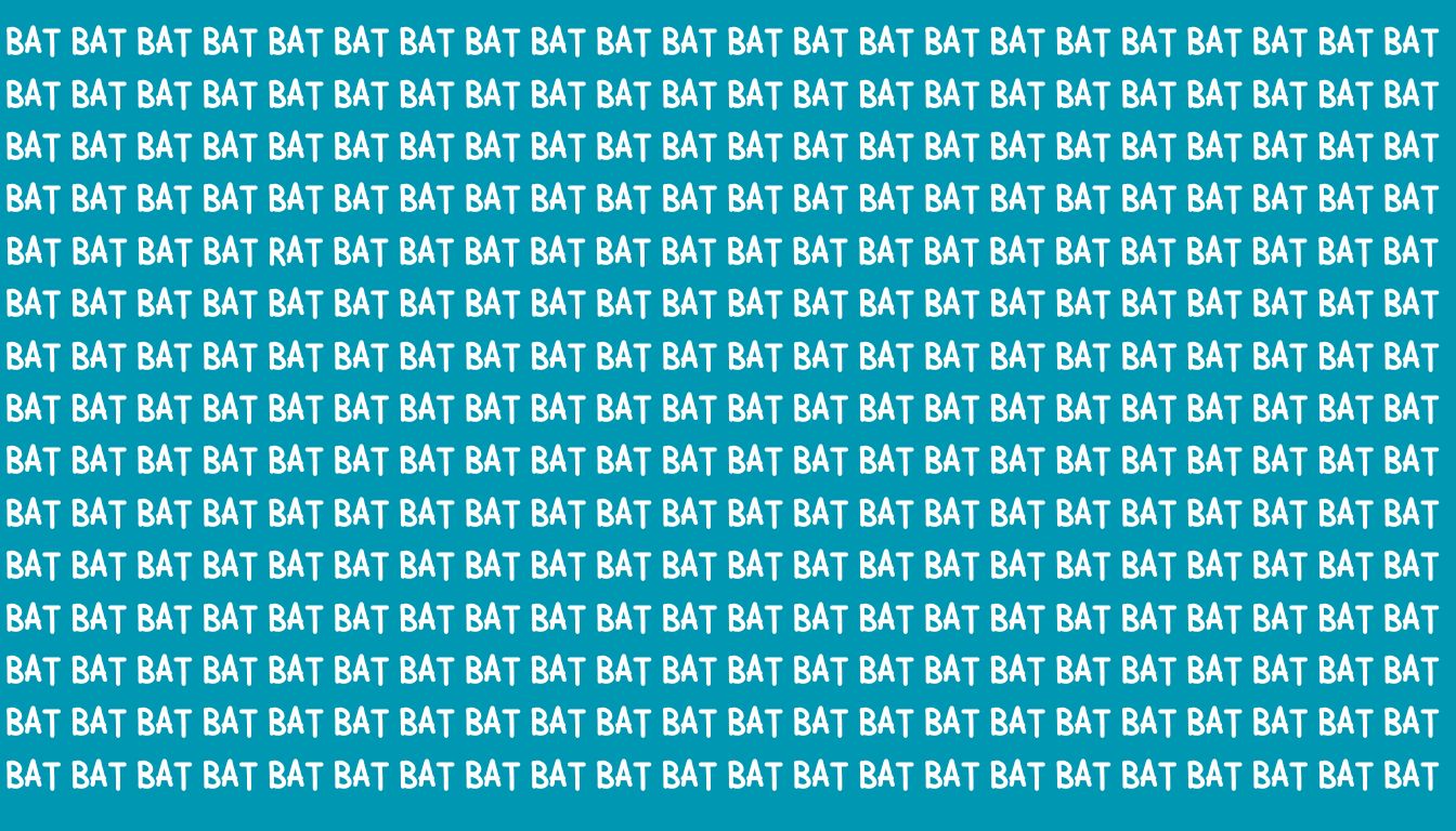 Can you spot the word 'RAT' among 'BAT' in under 17 seconds? Take our thrilling visual challenge!