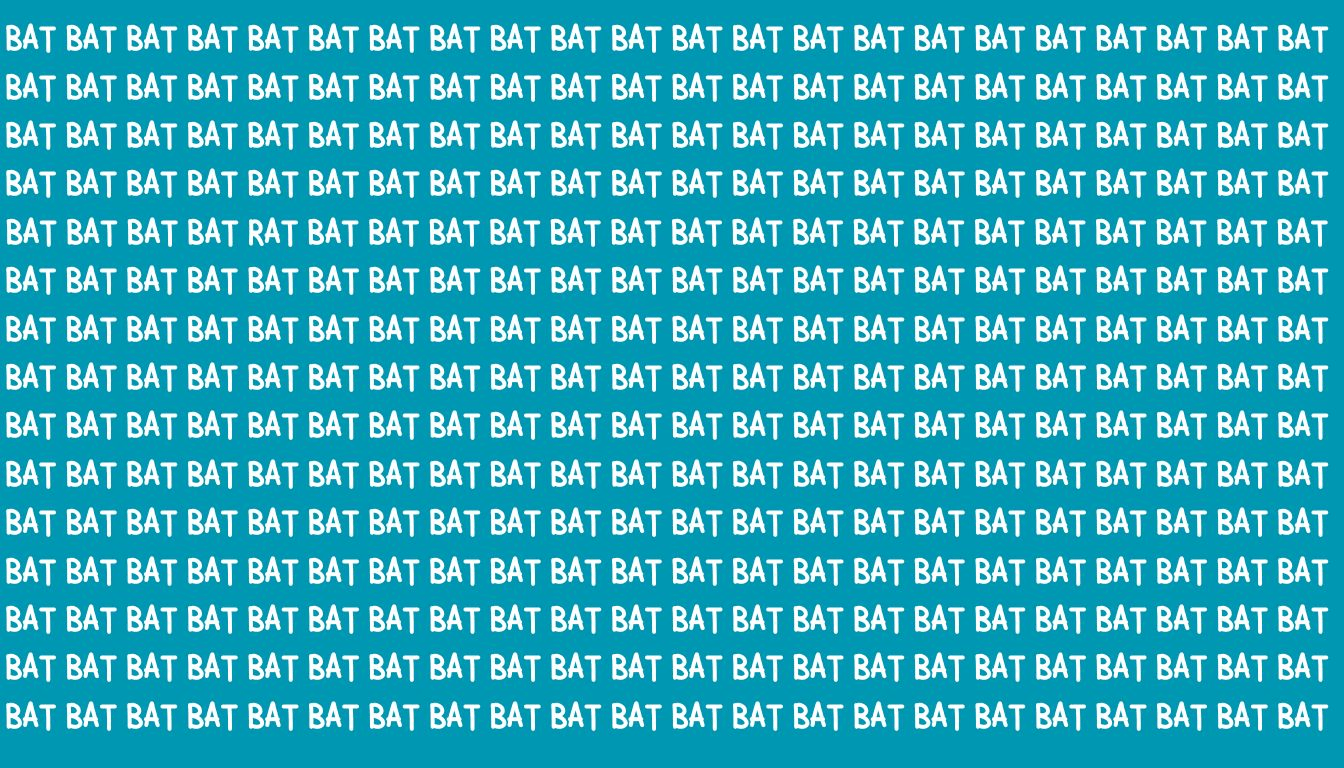 Can you spot the word 'RAT' among 'BAT' in under 17 seconds? Take our thrilling visual challenge!