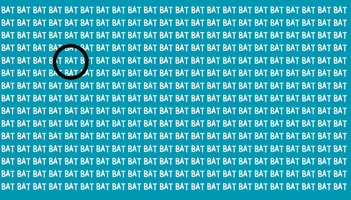 Você consegue identificar a palavra 'RAT' entre 'BAT' em menos de 17 segundos? Aceite nosso emocionante desafio visual!