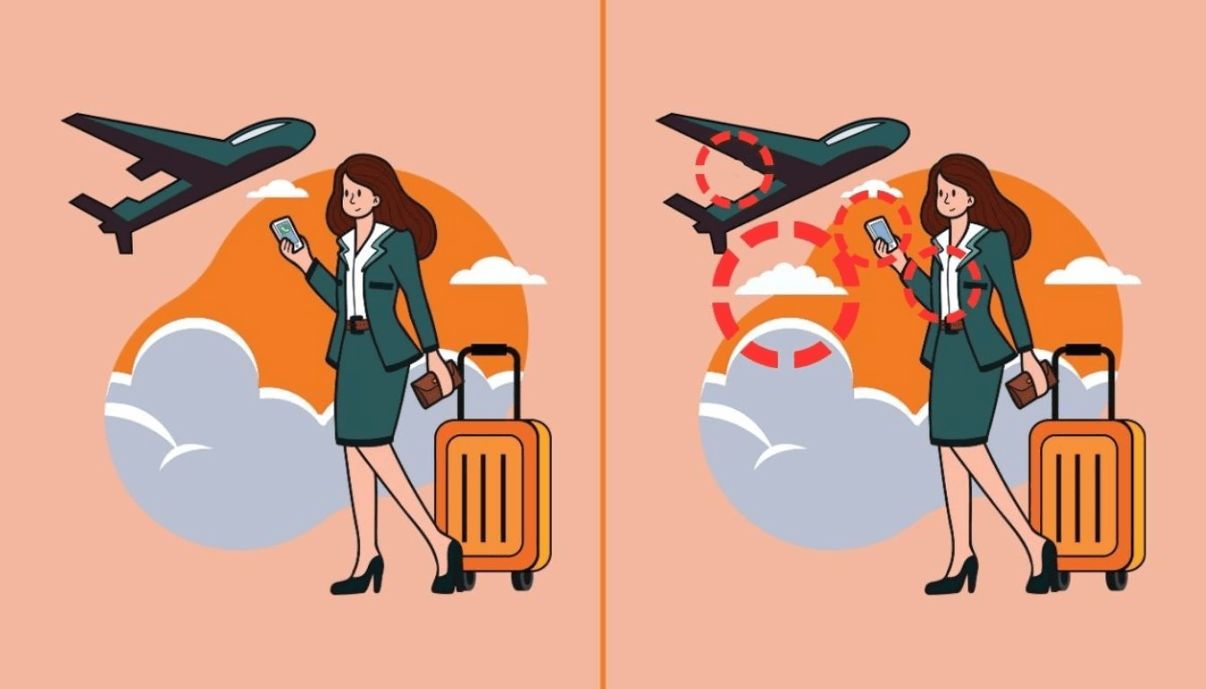 Are you sharp enough to spot the 4 differences before the plane takes off? Only geniuses succeed!