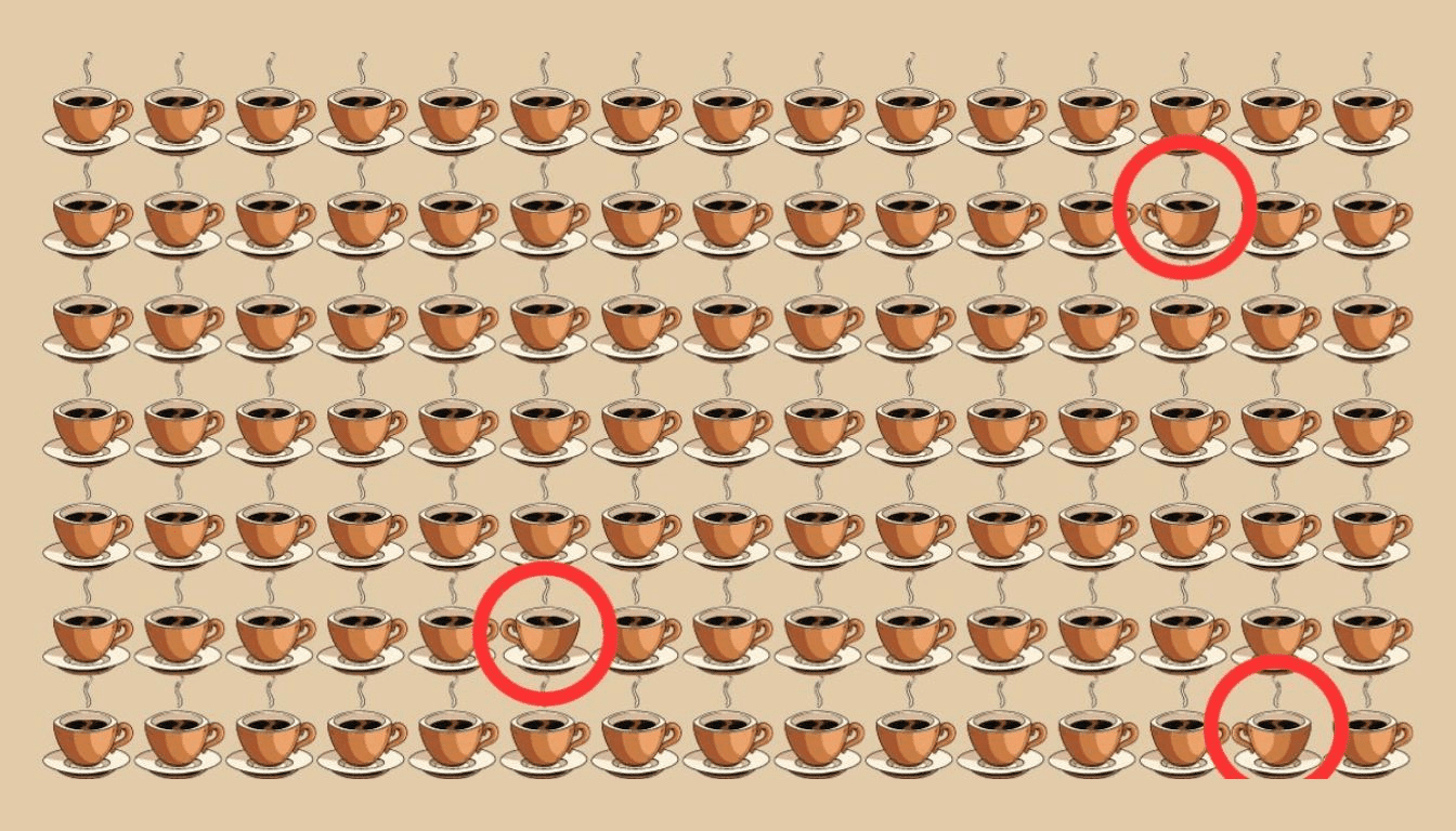 Test your eye for detail: Can you spot the 3 different coffee cups within 15 seconds?