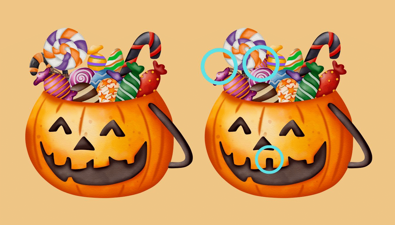 Do you accept the pumpkin challenge? Find the 3 differences between these tasty Halloweens in 15 seconds: only for real geniuses!