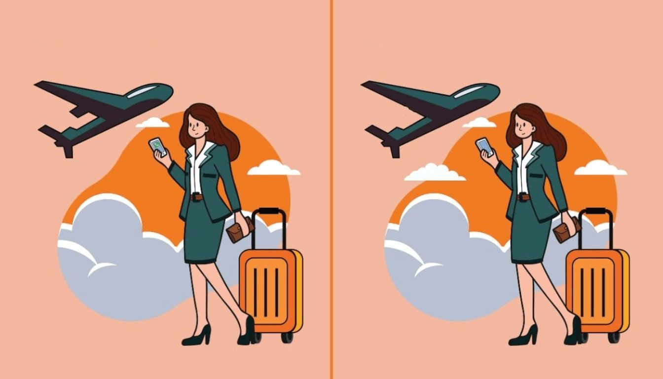 Are you sharp enough to spot the 4 differences before the plane takes off? Only geniuses succeed!