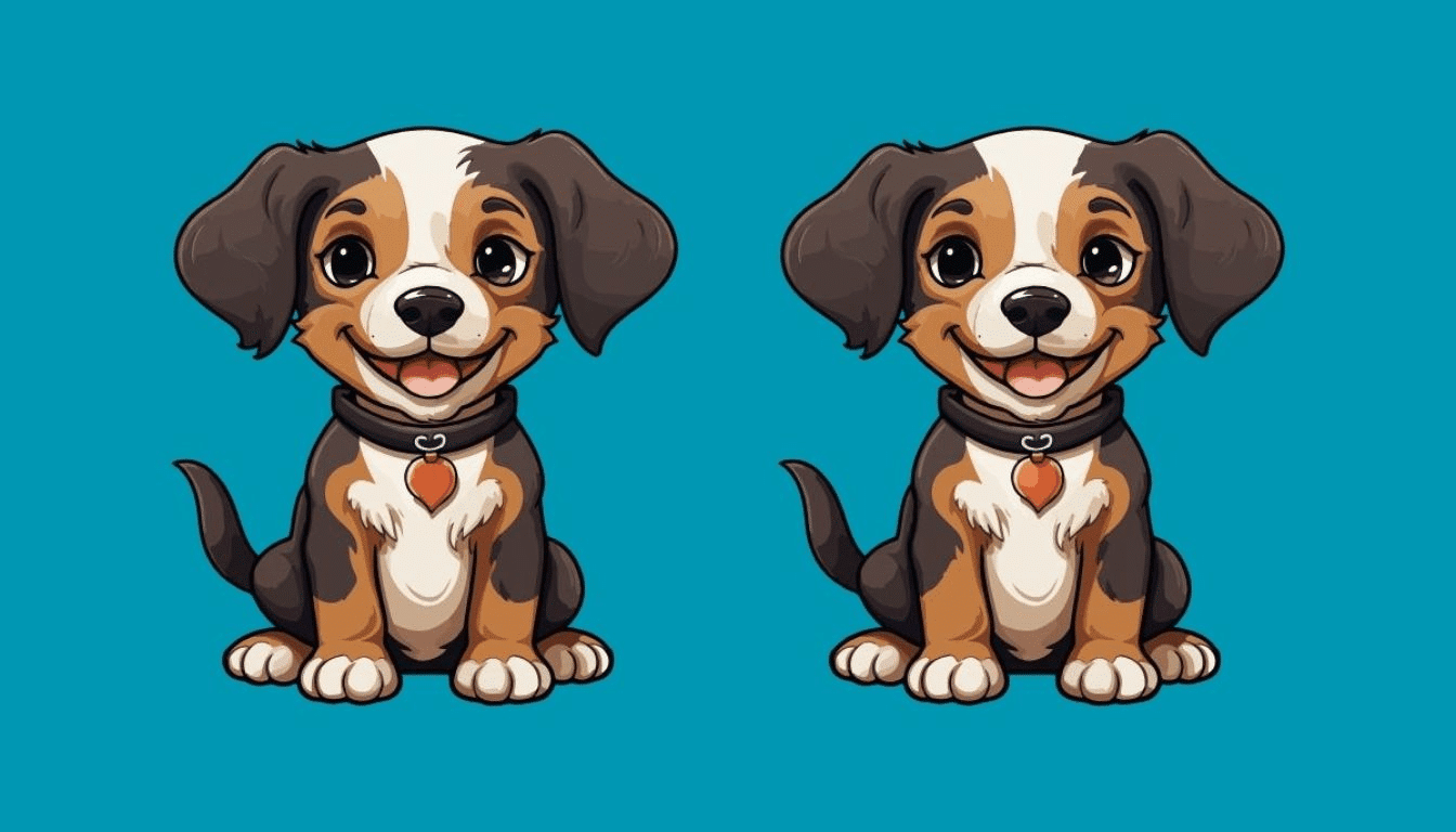 Can you find 3 differences in these drawings of chiots within 15 seconds? Take up the challenge!