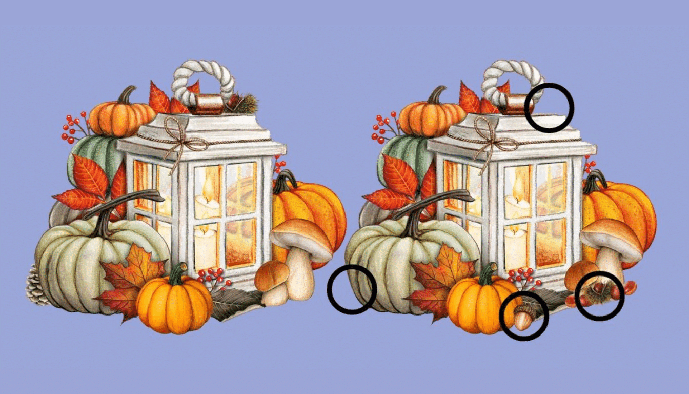 Observation Challenge: Can you find the 4 differences between the autumn lanterns in just 15 seconds? Tick ​​tock - the countdown has begun!