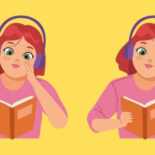 Can you find the 3 differences in 15 seconds between the images of the girl listening to music and reading a book?