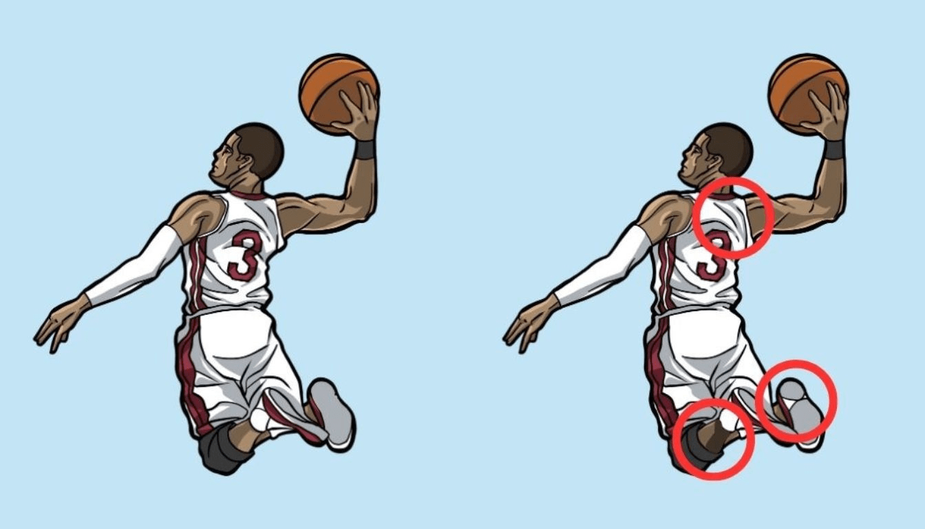 Can you spot the 3 differences between the two images of the basketball player? Test your attention to detail!