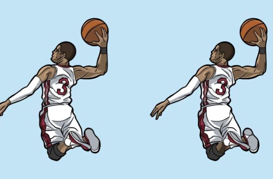 Can you spot the 3 differences between the two images of the basketball player? Test your attention to detail!