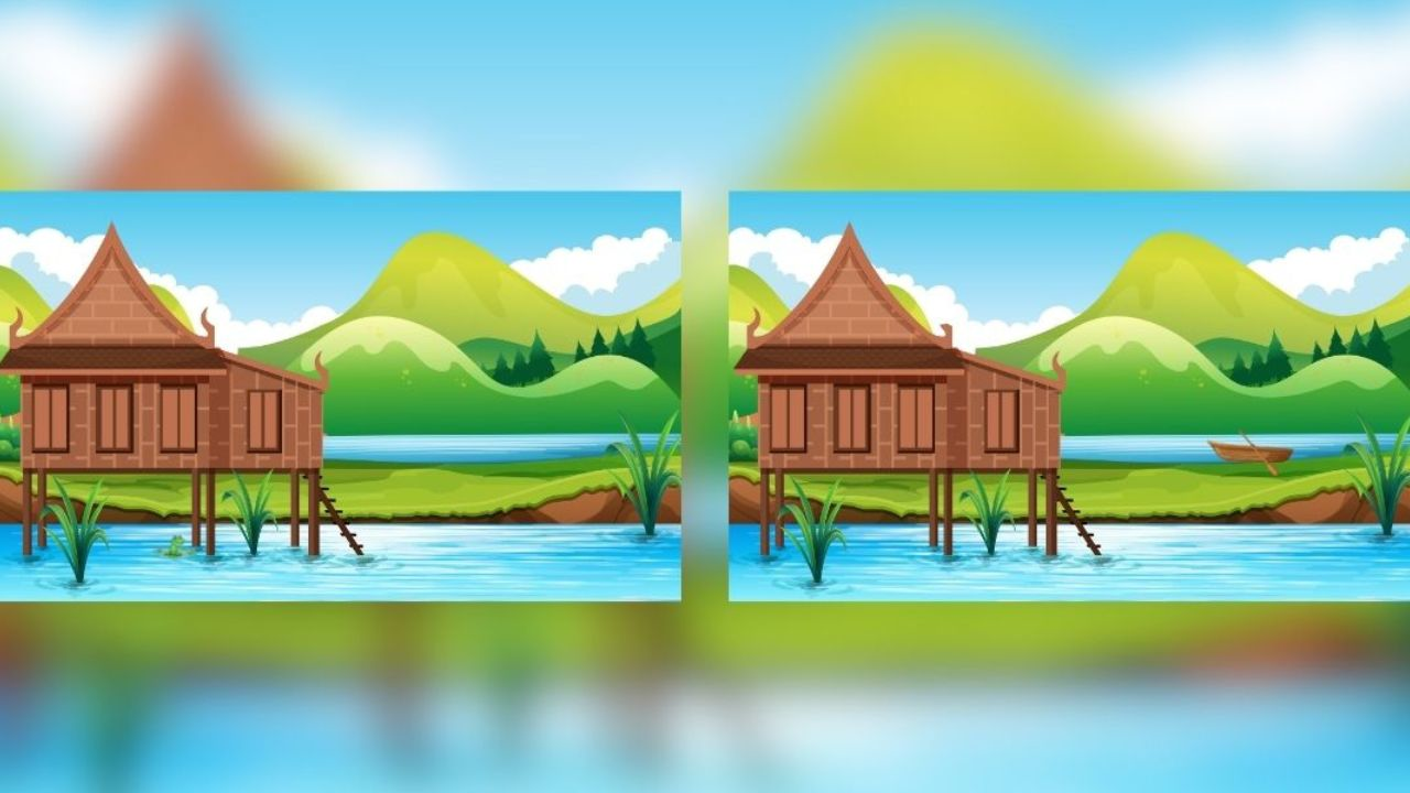 Spot the difference: Can you find 3 in this lakeside cabin image in less than 20 seconds?